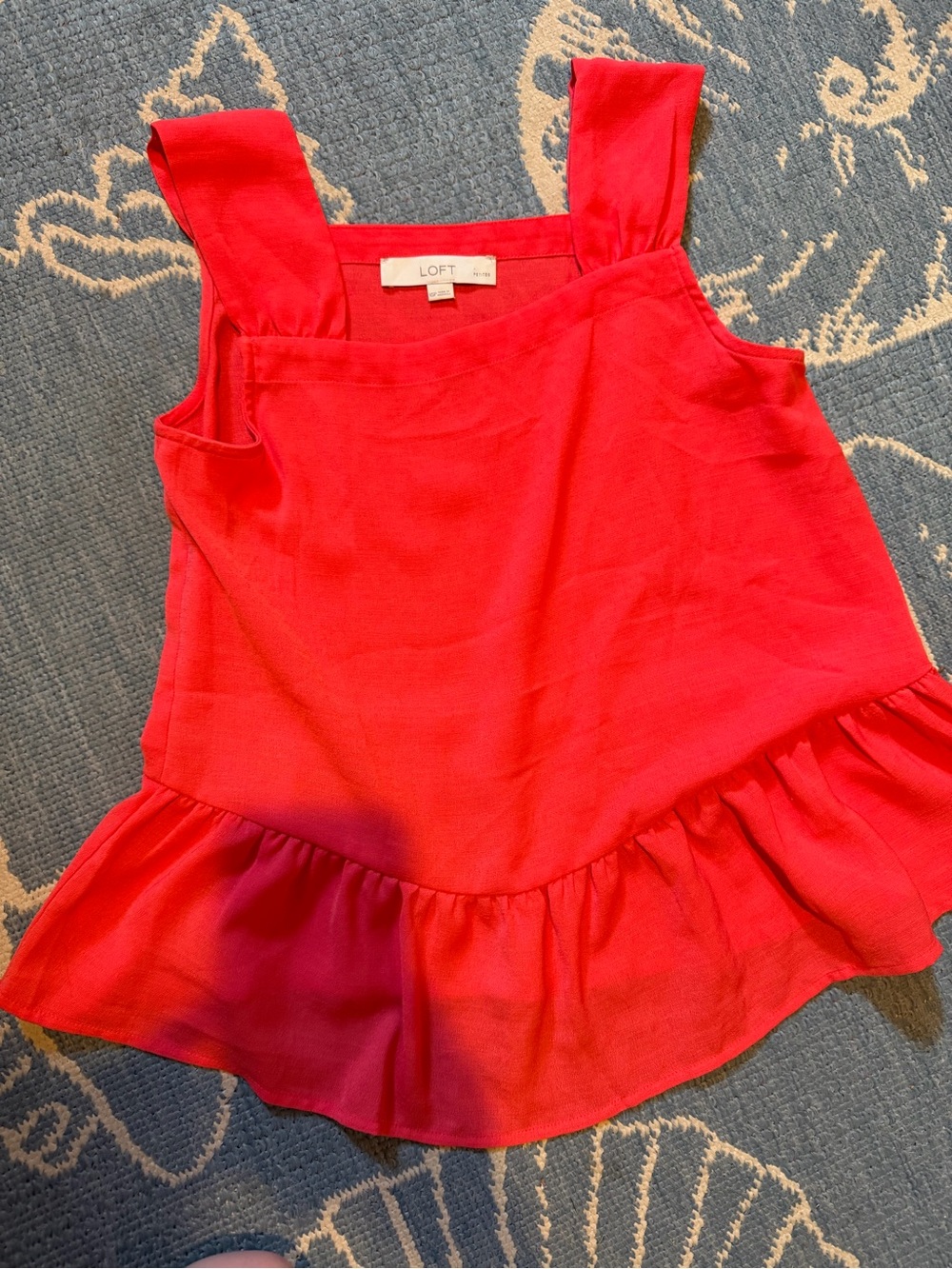 LOFT Red Ruffle-Hem Tank Top - Picture 3 of 4